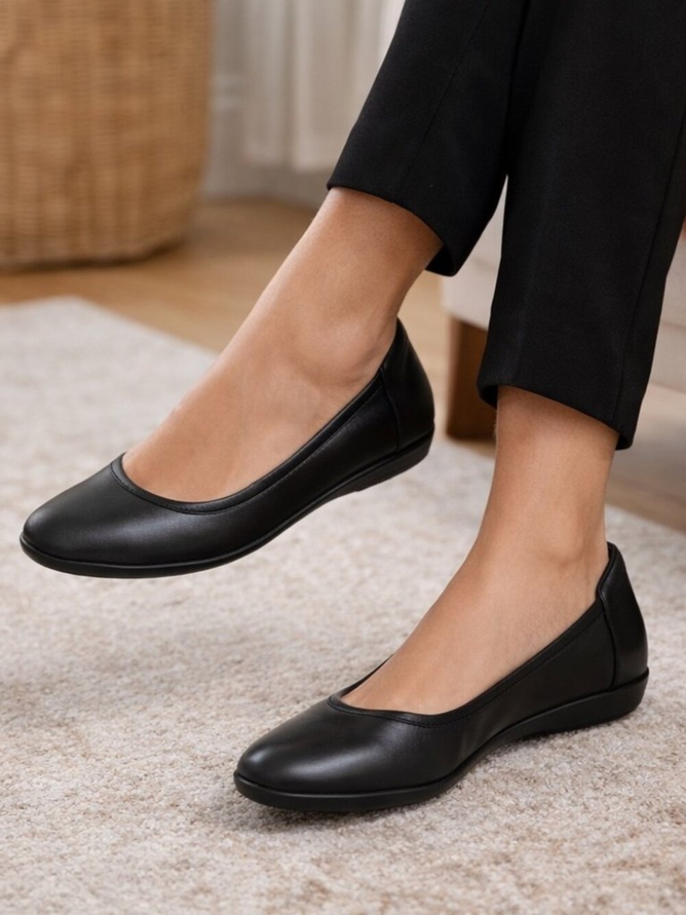 Naturalizer “Flexy” Leather Ballet Flats – Black – Comfortable Classic